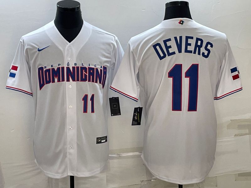 Men 2023 World Cub 11 Devers White Nike MLB Jersey